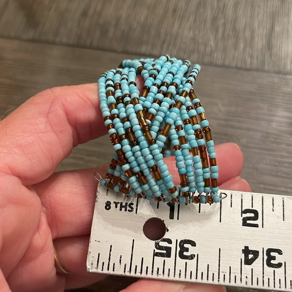 Vintage Style Seed Bead braided Memory Wire  Bracelets  Red, Purple, Blue